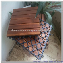 Decking Tiles Wooden Interlocking Deck Tile Patio Balcony Roof Garden 30cm x 30cm x 1.9cm Square Hardwood Decking Tile